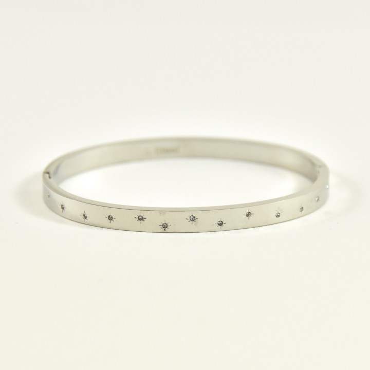 JONC ETOILES ET STRASS ACIER INOXYDABLE SILVER PETIT PRIX