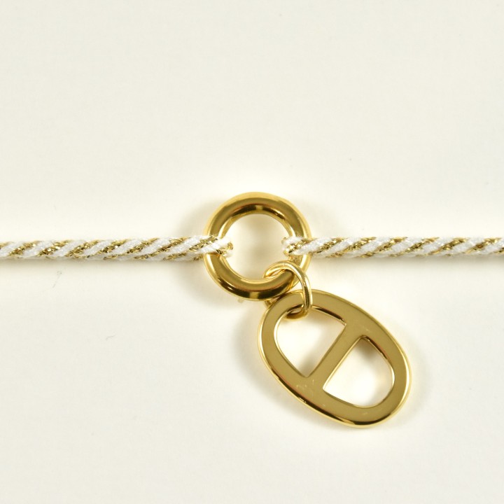 BRACELET CORDON BLANC ET GOLD ACIER INOXYDABLE GOLD PETIT PRIX