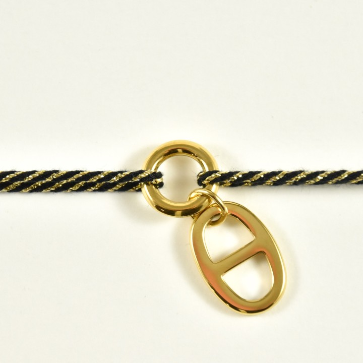 BRACELET CORDON NOIR ET GOLD ACIER INOXYDABLE GOLD PETIT PRIX