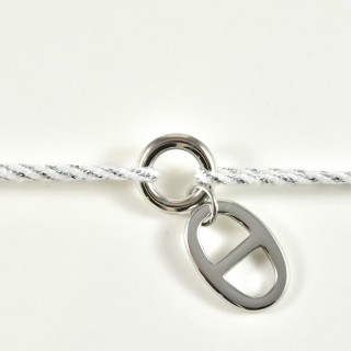 BRACELET PERLES GRIS METALLISE MEDAILLON ACIER INOX GOLD PETIT PRIX