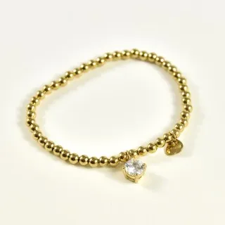 BRACELET PERLES GRIS METALLISE MEDAILLON ACIER INOX GOLD PETIT PRIX