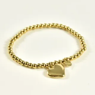 BRACELET PERLES GRIS METALLISE MEDAILLON ACIER INOX GOLD PETIT PRIX