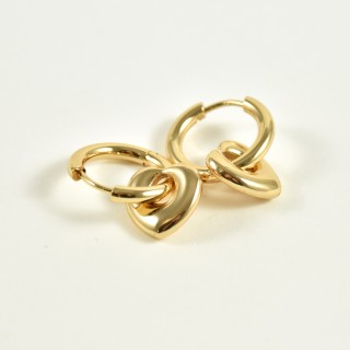 BOUCLES CREOLES COEURS ACIER INOXYDABLE GOLD PETIT PRIX