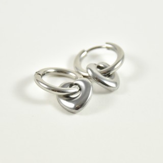 BOUCLES ANNEAUX ENTRELACES ACIER INOXYDABLE SILVER PETIT PRIX