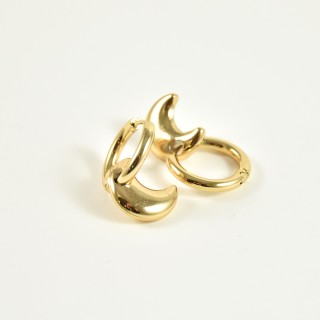 BOUCLES CREOLES LUNES ACIER INOXYDABLE GOLD PETIT PRIX