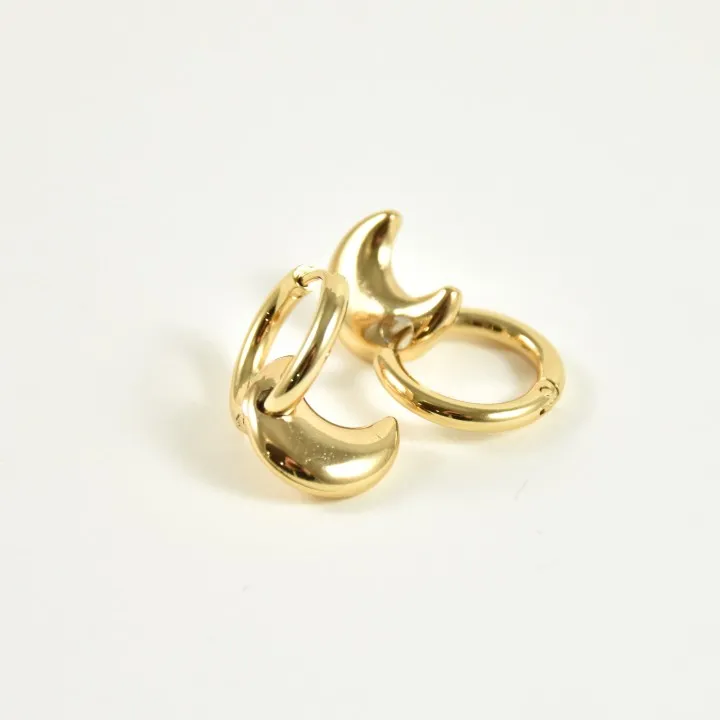 BOUCLES CREOLES LUNES ACIER INOXYDABLE GOLD PETIT PRIX