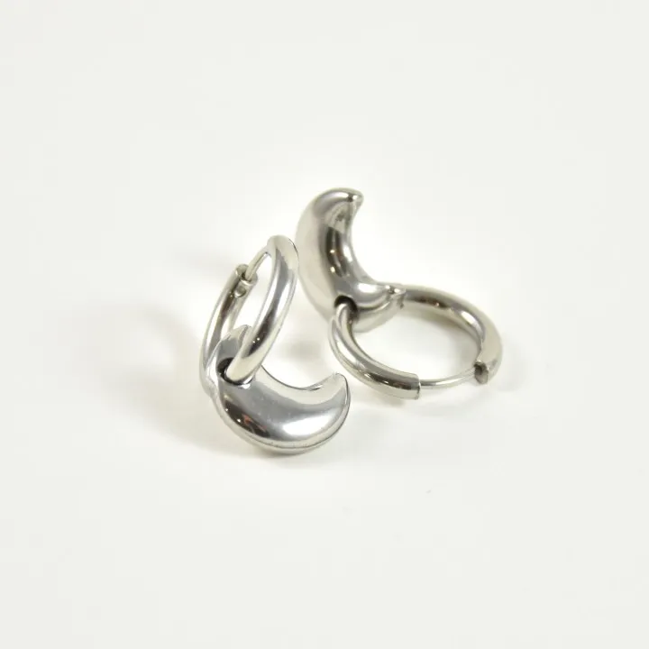 BOUCLES CREOLES LUNES ACIER INOXYDABLE SILVER PETIT PRIX