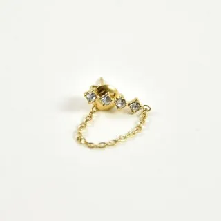 PUCE CHAINETTE STRASS BLANCS ACIER INOX GOLD PETIT PRIX