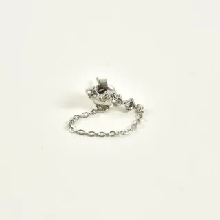 PUCE CHAINETTE STRASS BLANCS ACIER INOX SILVER PETIT PRIX