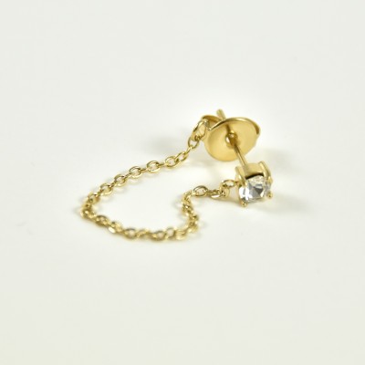 PUCE CHAINETTE STRASS ACIER INOX GOLD PETIT PRIX