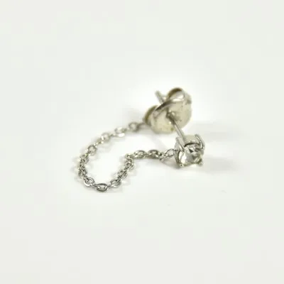 PUCE CHAINETTE STRASS ACIER INOX SILVER PETIT PRIX