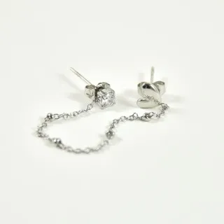 PUCE DOUBLE CHAINETTE BOULES COEUR STRASS ACIER INOX SILVER PETIT PRIX
