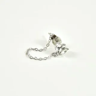 PUCE  CHAINETTE STRASS OVALES ACIER INOX SILVER PETIT PRIX