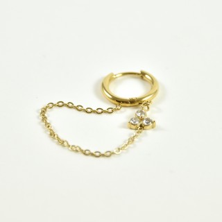 BOUCLE  CHAINETTE STRASS ACIER INOX GOLD PETIT PRIX