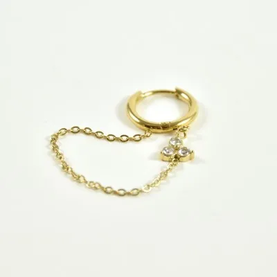 BOUCLE  CHAINETTE STRASS ACIER INOX GOLD PETIT PRIX