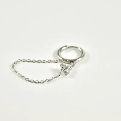 BOUCLE  CHAINETTE STRASS ACIER INOX SILVER PETIT PRIX