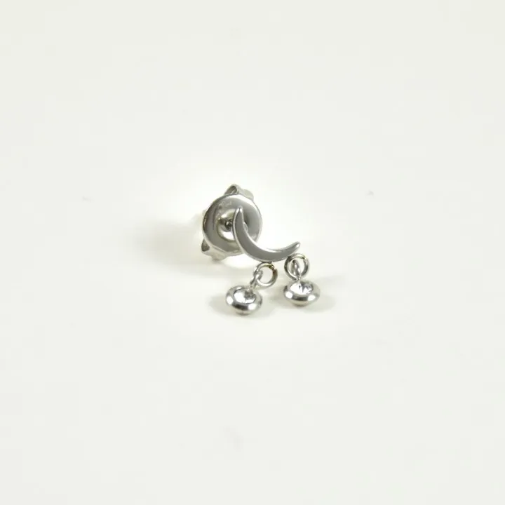 PUCE LUNE STRASS ACIER INOXYDABLE SILVER PETIT PRIX