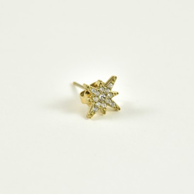 PUCE ETOILE STRASS ACIER INOXYDABLE GOLD PETIT PRIX