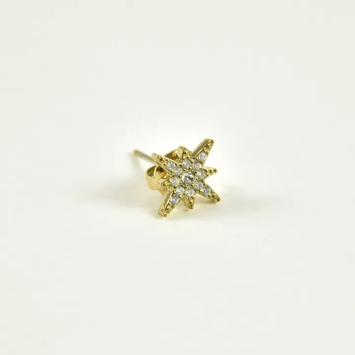 PUCE ETOILE STRASS ACIER INOXYDABLE GOLD PETIT PRIX