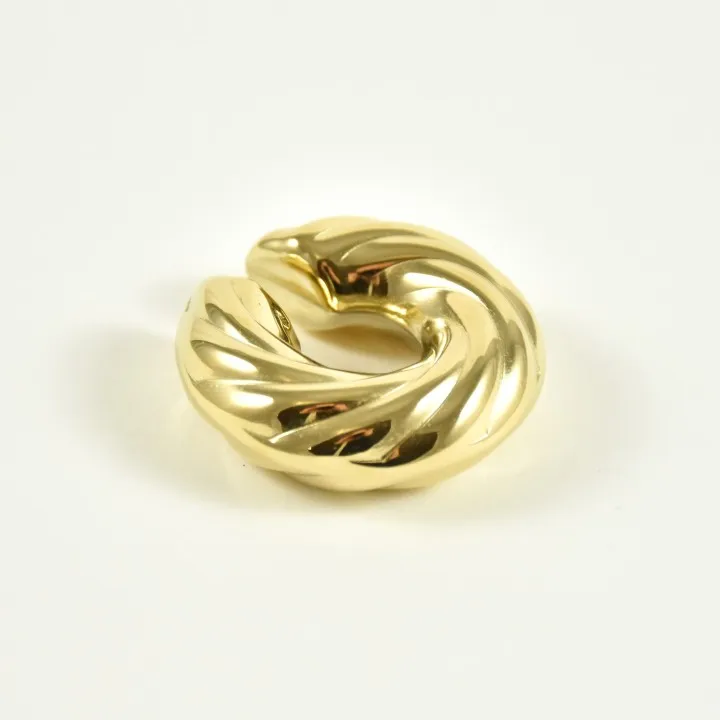 BAGUE D'OREILLE CREOLE LARGE TORSADEE XL ACIER INOX GOLD PETIT PRIX