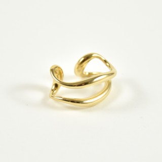 BAGUE D'OREILLE DOUBLE ANNEAU ONDULE ACIER INOXYDABLE GOLD PETIT PRIX
