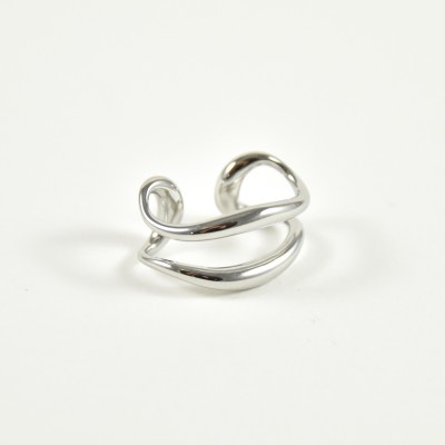 BAGUE D'OREILLE DOUBLE ANNEAU ONDULE ACIER INOXYDABLE SILVE PETIT PRIX