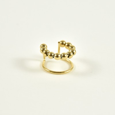 BAGUE D'OREILLE DOUBLE ANNEAU PERLES ACIER INOXYDABLE GOLD PETIT PRIX