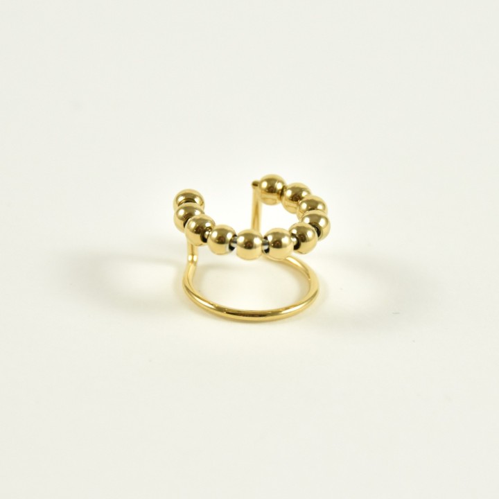 BAGUE D'OREILLE DOUBLE ANNEAU PERLES ACIER INOXYDABLE GOLD PETIT PRIX