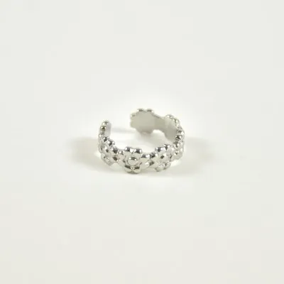 BAGUE D'OREILLE FLEURS CISELEES ACIER INOXYDABLE SILVER PETIT PRIX