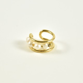 BAGUE D'OREILLE PERLES NACRES ET GOLD ACIER INOXYDABLE GOLD PETIT PRIX