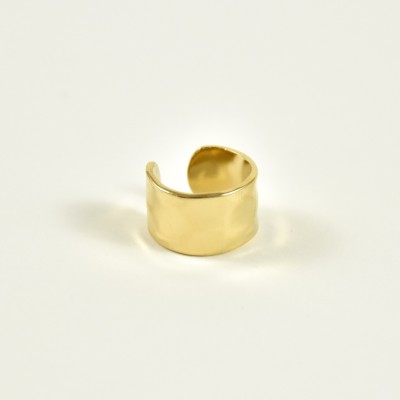 BAGUE D'OREILLE LARGE MARTELEE ACIER INOXYDABLE GOLD PETIT PRIX