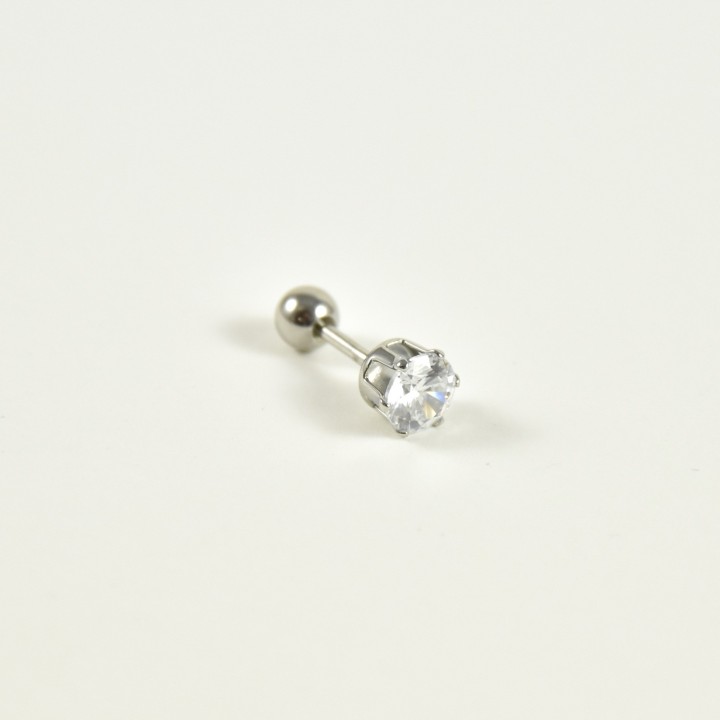 PIERCING STRASS ROND  BOULE ACIER INOXYDABLE SILVER PETIT PRIX