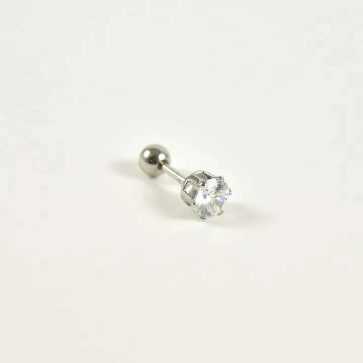 PIERCING STRASS ROND  BOULE ACIER INOXYDABLE SILVER PETIT PRIX