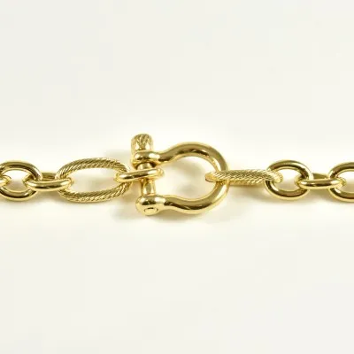 BRACELET GROSSE MAILLE CISELEE ACIER INOXYDABLE GOLD PETIT PRIX
