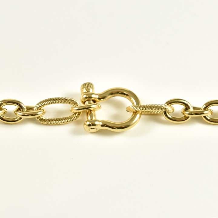 BRACELET GROSSE MAILLE CISELEE ACIER INOXYDABLE GOLD PETIT PRIX