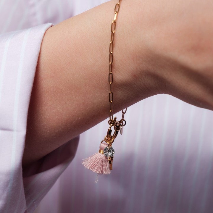 BRACELET PETITE MAILLE FERMOIR ROND ACIER INOXYDABLE GOLD PETIT PRIX