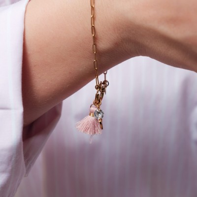 BRACELET PETITE MAILLE FERMOIR ROND ACIER INOXYDABLE GOLD PETIT PRIX