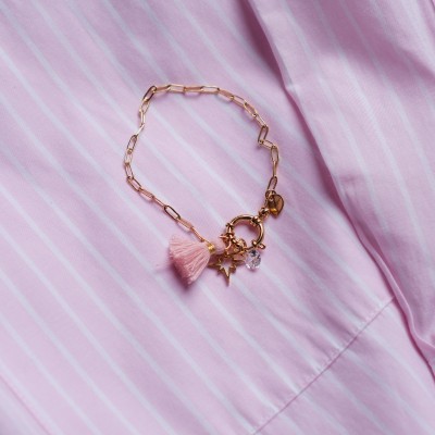 BRACELET PETITE MAILLE FERMOIR ROND ACIER INOXYDABLE GOLD PETIT PRIX