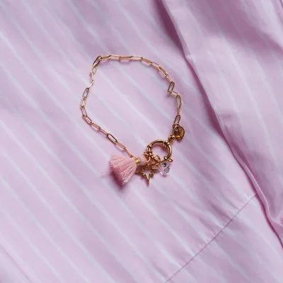 BRACELET PETITE MAILLE FERMOIR ROND ACIER INOXYDABLE GOLD PETIT PRIX
