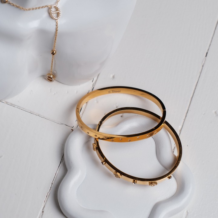 JONC ETOILES ET STRASS ACIER INOXYDABLE GOLD PETIT PRIX