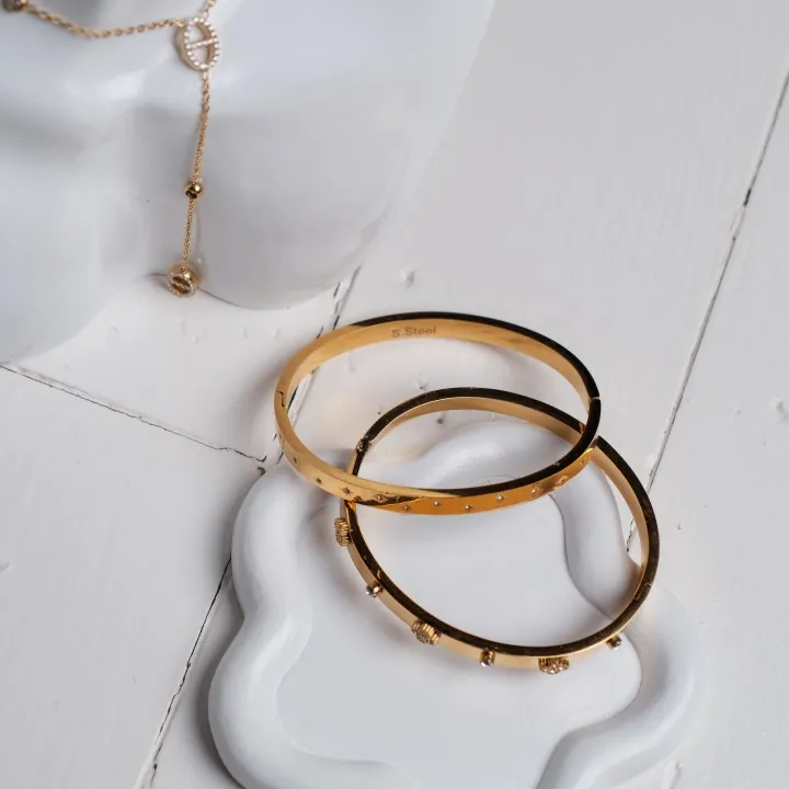JONC ETOILES ET STRASS ACIER INOXYDABLE GOLD PETIT PRIX