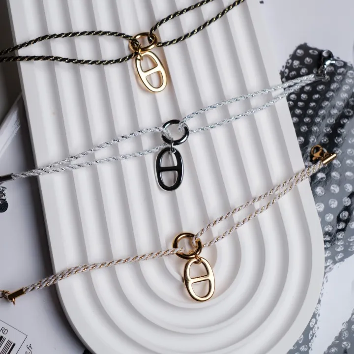 BRACELET CORDON BLANC ET GOLD ACIER INOXYDABLE SILVER PETIT PRIX