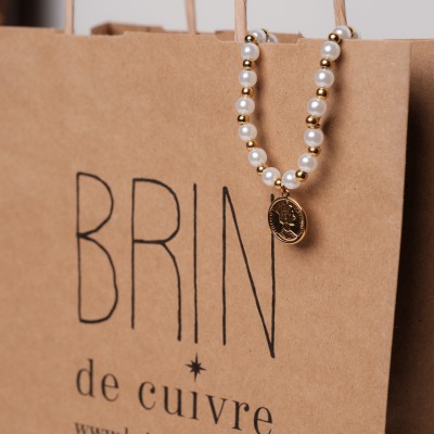 BRACELET ELASTIQUE PERLES PESOS ACIER INOXYDABLE GOLD PETIT PRIX