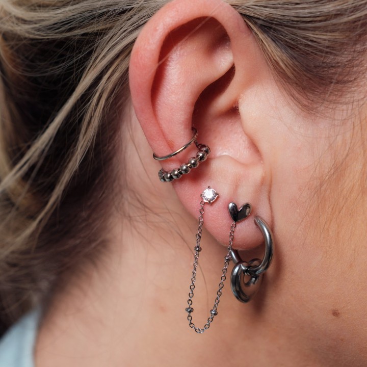 BOUCLES CREOLES COEURS ACIER INOXYDABLE SILVER PETIT PRIX