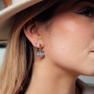 BOUCLES ANNEAUX ENTRELACES ACIER INOXYDABLE SILVER PETIT PRIX