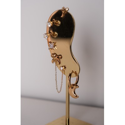 PUCE ETOILE STRASS ACIER INOXYDABLE GOLD PETIT PRIX