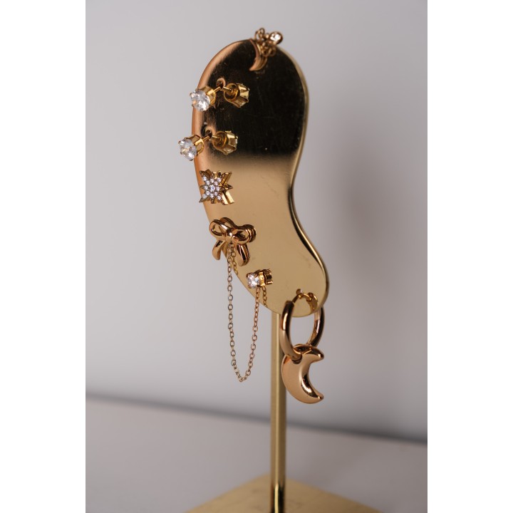 PUCE ETOILE STRASS ACIER INOXYDABLE GOLD PETIT PRIX