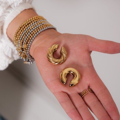 BAGUE D'OREILLE CREOLE LARGE XL ACIER INOXYDABLE GOLD PETIT PRIX