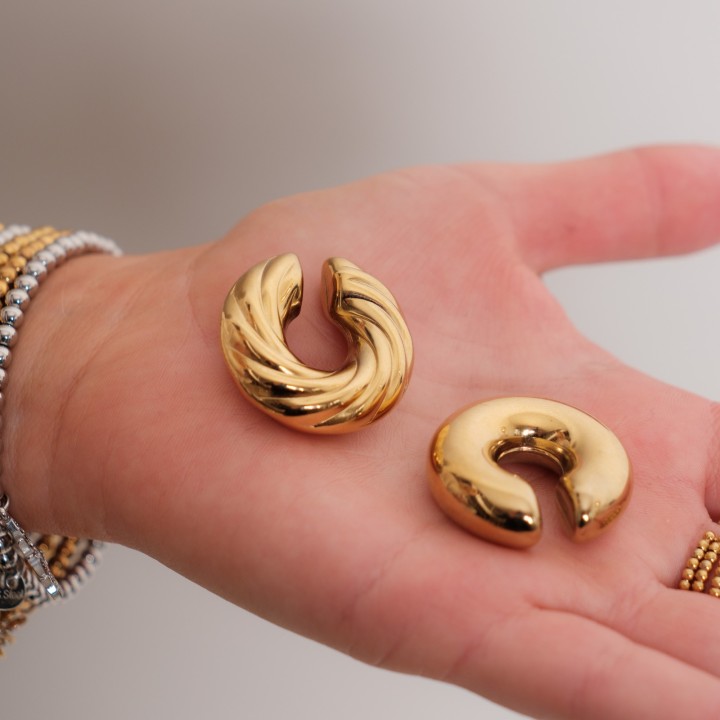 BAGUE D'OREILLE CREOLE LARGE XL ACIER INOXYDABLE GOLD PETIT PRIX