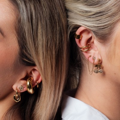 BAGUE D'OREILLE BOUCLE EPAISSE ACIER INOXYDABLE GOLD PETIT PRIX